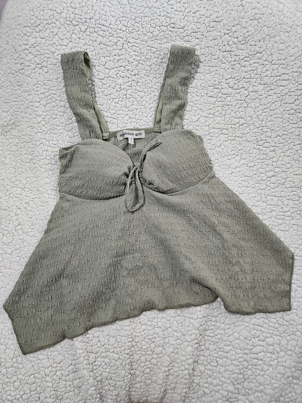 Madden Girl Olive Green Textured Tie-Front Camisole